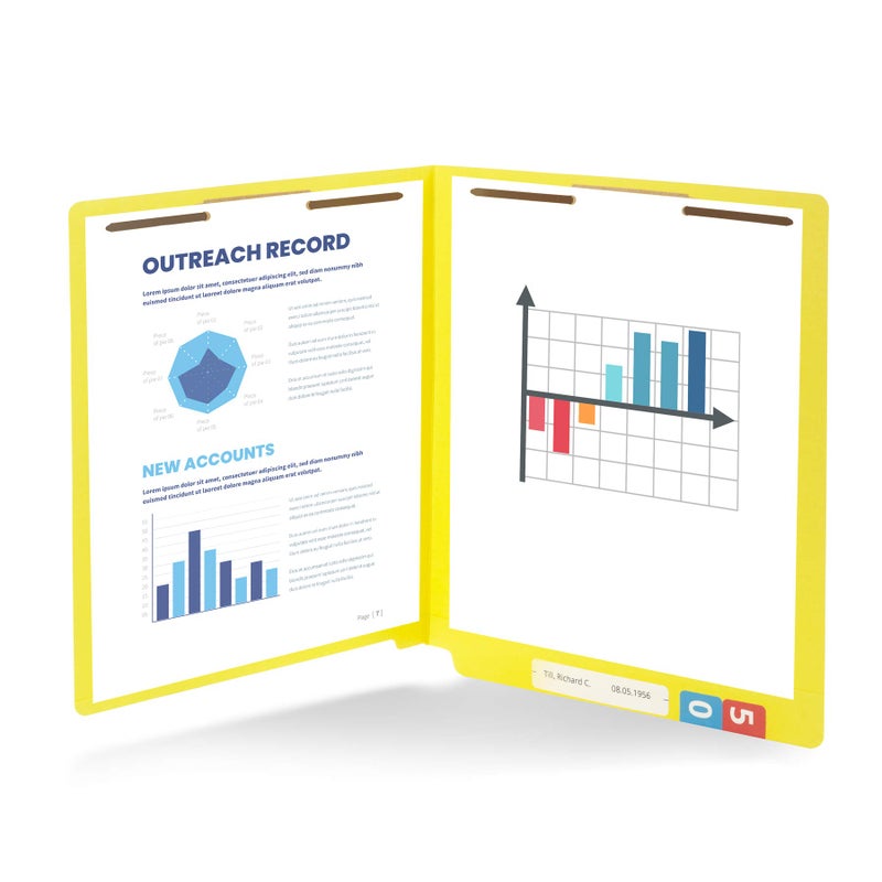 Blue Summit Supplies 50 Yellow End Tab Fastener File Folders - Reinforced Straight Cut Tab - Durable 2 Prongs Designed to Organize Standard Medical Files, Receipts, Office Reports, and More - Letter Size, Yellow, 50 Pack - Image 4